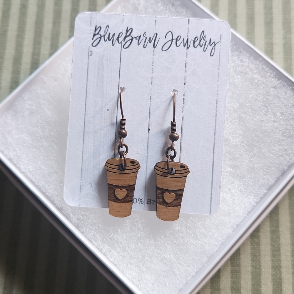 Handmade Coffee Earrings - Picture 7 of 7